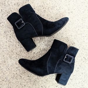 Blue Suede Ankle Boots